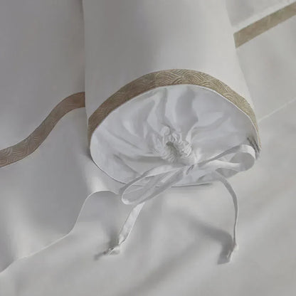 Bedding Kit 1000 Thread Thread Satin 100% Egyptian Cotton Mirtina White/Legno - Sheets + Pillowcases + Duvet