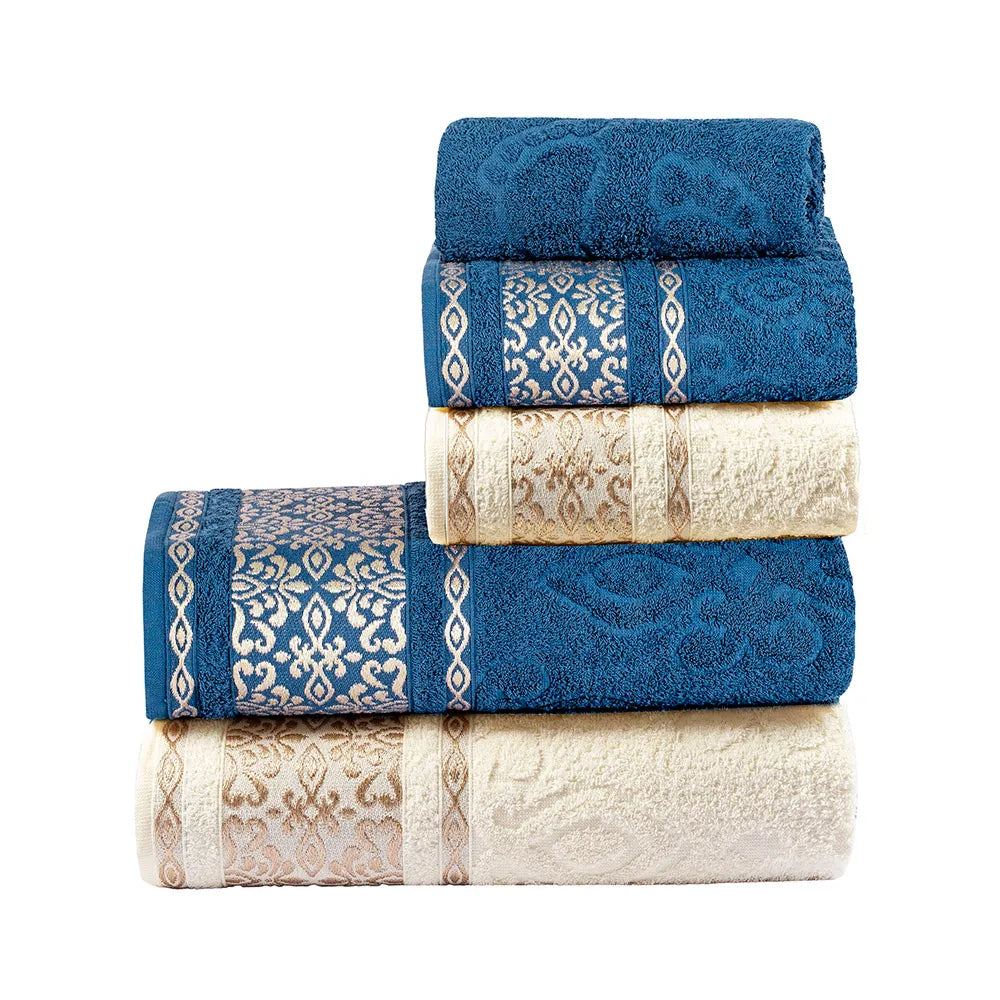 Essence Bath Towel Set 100% Cotton Terry Cloth with 5 Pieces